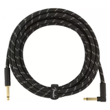 FENDER CABLE DELUXE SERIES 15 ft ANGLED BLACK TWEED