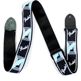 FENDER STRAP 2 inch MONOGRAMMED BLACK LIGHT GREY MEDIUM BLUE