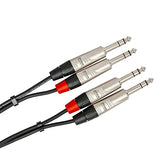 HOSA Pro Stereo Interconnect Dual REAN 1/4 TRS to 1/4 TRS - 3ft / 0.9m
