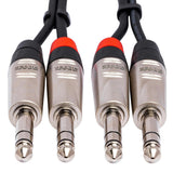HOSA Pro Stereo Interconnect Dual REAN 1/4 TRS to 1/4 TRS - 1.5ft / 0.45m